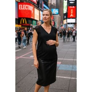 A pea in the pod black linen dressy‎ maternity top XS Mobwife